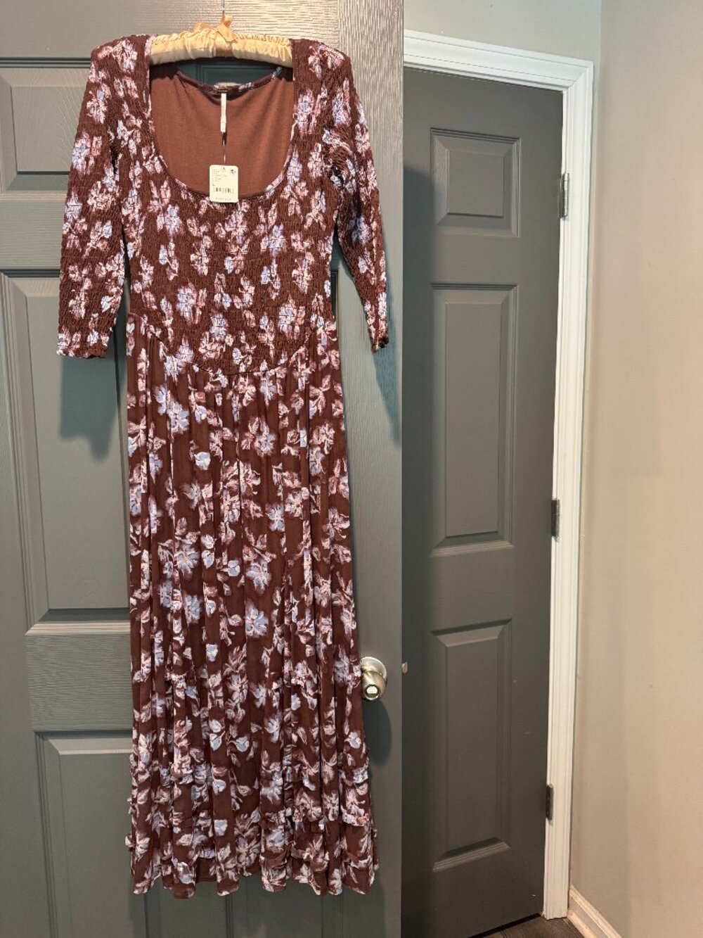 Free People It's Fate Midi Dress NWT Small Cocoa/Maroon